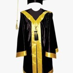 Graduation Cotton-Polyester Costume With Black Gown And Cap For Kids, 3+ Years