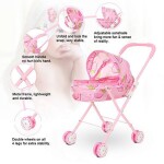 Baby Infant Doll Stroller With Metal Frame, Durable Lightweight Adjustable Sunshade 26 x 34 x 55centimeter