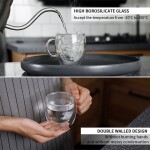 2-Piece Double Wall Glass Cup Set Clear 240ml