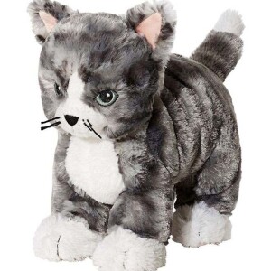 High-Quality Cat Soft Plush And Stuffed Animal Toy For Kids, White/Grey