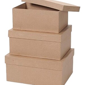 3-Piece Paper Mache Box Set Beige