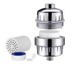 Shower Water Purifier Treatment Silver/White/Blue 19.5x9x9centimeter