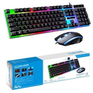 LED Gaming Keyboard With Mouse Set Black
