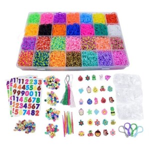 1646-Piece Mega Refill Bracelet Making Kit In 28 Bright Colors Portable