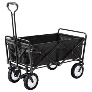 4-Wheels Foldable Outdoor Cart Black 81x57x48cm