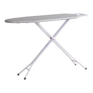 Atlanta Ironing Board With Heat Resistant Cover And Steam Iron Rest Grey/White 110x33x81cm