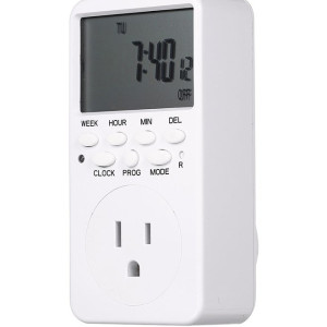 Digital Plug-In Timer Switch Socket Power Energy Meter With LCD Display White