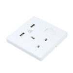 USB Wall Socket Panel Switch White