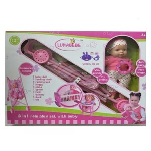 3 In 1 Role Play Set with Doll 40 x 22 x 7cm