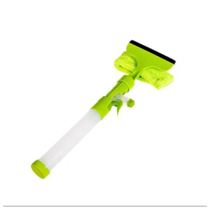 3 In 1 Plastic Glass Wiper With Spray Nozzle Green One Size