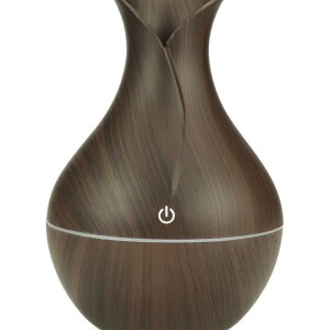 USB humidifier with colorful LED light retro color dark wood grain brown 16*11*11cm