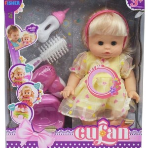 A Girl Toy With A Hair Brush Blow Dryer Baby Doll