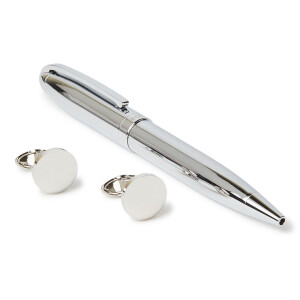 Pen And Cufflinks Set Combo Silver/Grey