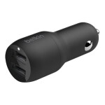 BOOSTCHARGE Dual USB-A Car Charger (24W) + USB-A to USB-C Cable (1m) Black Multicolour