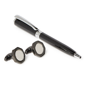 Pen And Cufflinks Set Black/Silver