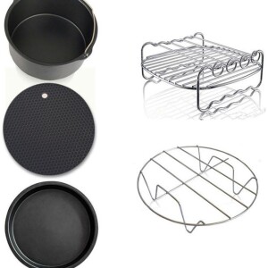5-Piece Carbon Steel Air Fryer Accessories Kit Black/Silver