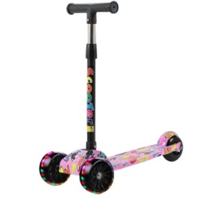 Tri Flash Wheel Graffiti Foldable And Adjustable Kids Scooter 5cm