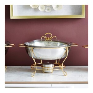 Wellshine Metallic Chafing Dish With Lid Silver/Gold/Clear 6Liters