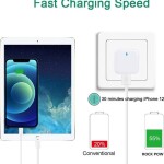 20W USB Type C PD 3.0 Power Adapter Wall Charge and Lead Charging with Phone Fast Charger USB C Plug and Cable 1M