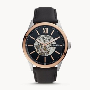 Men's Round Shape Leather Band Chronograph Wrist Watch BQ2383 - 48 mm -Black