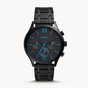 Men's Round Shape Stainless Steel Chronograph Wrist Watch BQ2405 - 44 mm -Black