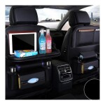 Leather Car Seat Back Storage Bag with Foldable Table Tray