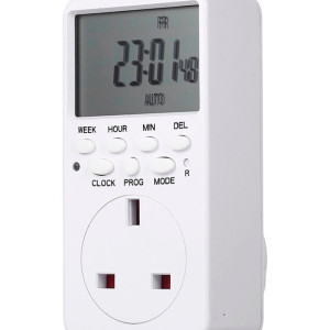 Digital Timer Switch Socket With LCD Display White