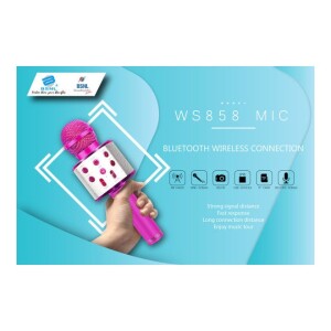 Portable Wireless Handheld Karaoke Microphone With Bluetooth Speaker WS-858 Pink
