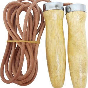 Wood And Leather Jump Skipping Rope 300cm