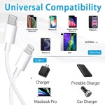 2 Pack 20W Fast Charger USB-C to Lightning Charging Cable (Apple MFi Certified) 2m for iPhone 14 13 13 Pro 12 Pro Max 12 11 X XS XR 8 Plus