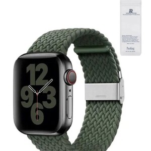 Nylon Solo Loop Strap Compatible With Apple Watch 42/44/45/49mm SE /Series 7/6/5/4/3/2/1 Army Green