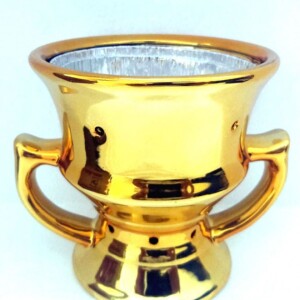 Ceramic Saqoware Incense Bakhoor Burner With Handle Golden 9cm