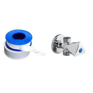 Two Way Angle Valve With Teflon Tape Silver/White/Blue 6inch