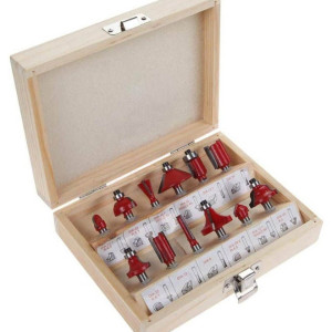 12 Pieces Routing Shank Router Cutter Bit Set With Wooden Case Tool Red