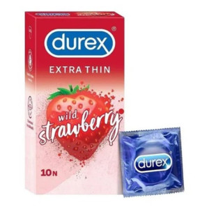 Extra Thin Wild Strawberry Flavoured Condoms For Men, Pack of 10