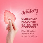 Extra Thin Wild Strawberry Flavoured Condoms For Men, Pack of 10