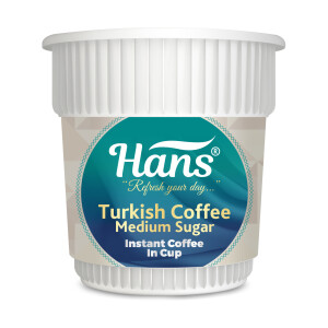 Hans Turkish Instant Coffee Medium Suger in Cup, 6 Cups Box