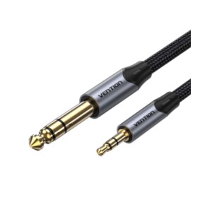 Cotton Braided TRS 3.5mm Male to 6.5mm Male Audio Cable 5M Gray Aluminum Alloy Type