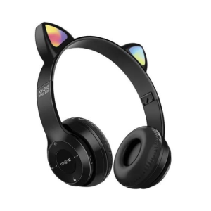 Wireless Bluetooth Headphones LED Light Flashing Glowing Over Ear Cat Ear Stereo Earphones Headset