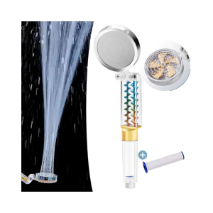 Turbo Propeller Shower Head—High Pressure Shower Head Handheld Turbocharged Fan Driven Detachable Shower Head With Filter And Flip Switch (Transparent