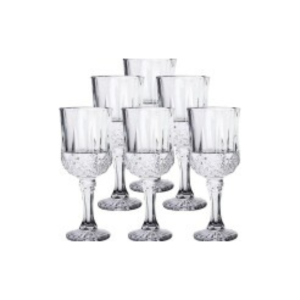 Cristal Glassware Set of 6 ,Elegant Unbreakable Hard Crystal Goblets 230ml
